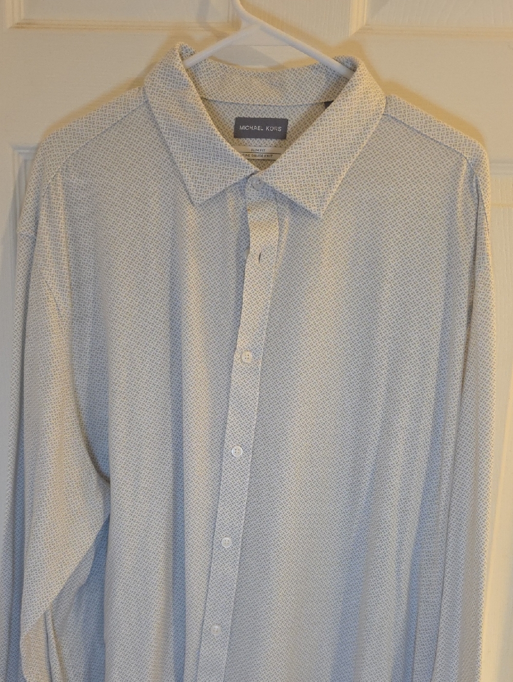 Michael Kors Men's Pale Blue Micro-Pattern Button-Down Shirt